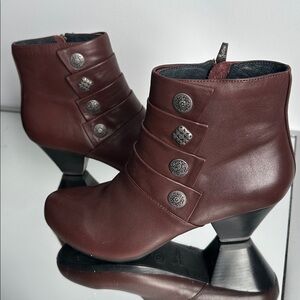 Dansko Burgundy Ankle Boots with Silver Buttons